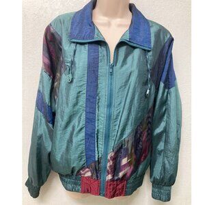Aztec 80’s Print Zip Up Jacket Winterset Women’s Size Small Color Block